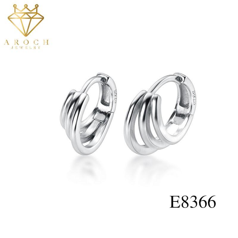 Khuyên tai bạc Ý s925 vòng 3 lớp E8366 - AROCH Jewelry