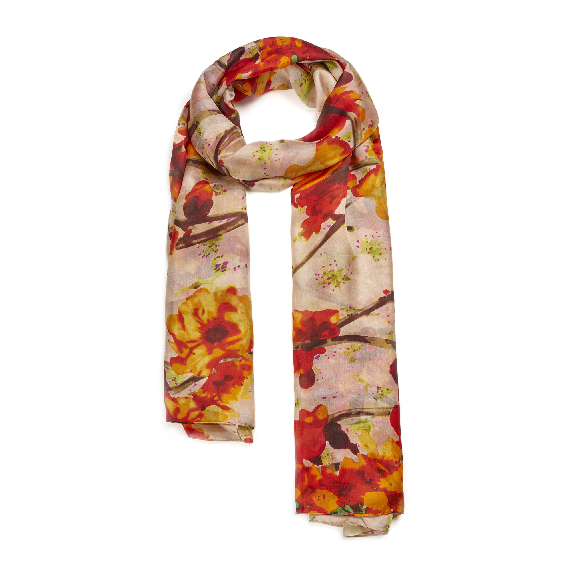 Khăn choàng lụa thời trang cao cấp dành cho Nữ kích thước 180*115cm - Fashion 100% Silk Luxury Floral Print Women's Scarf