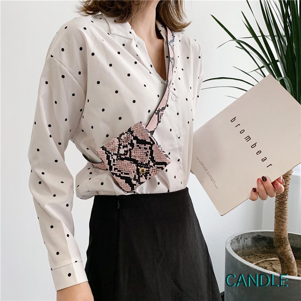 Túi đeo chéo mini bằng da phong cách cổ điển in họa tiết da rắn cho nữ