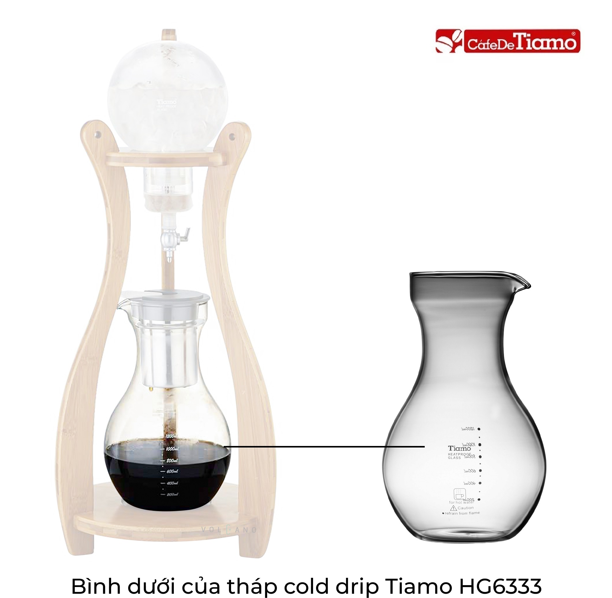 Bình thủy tinh dưới của tháp cold drip Tiamo HG6333