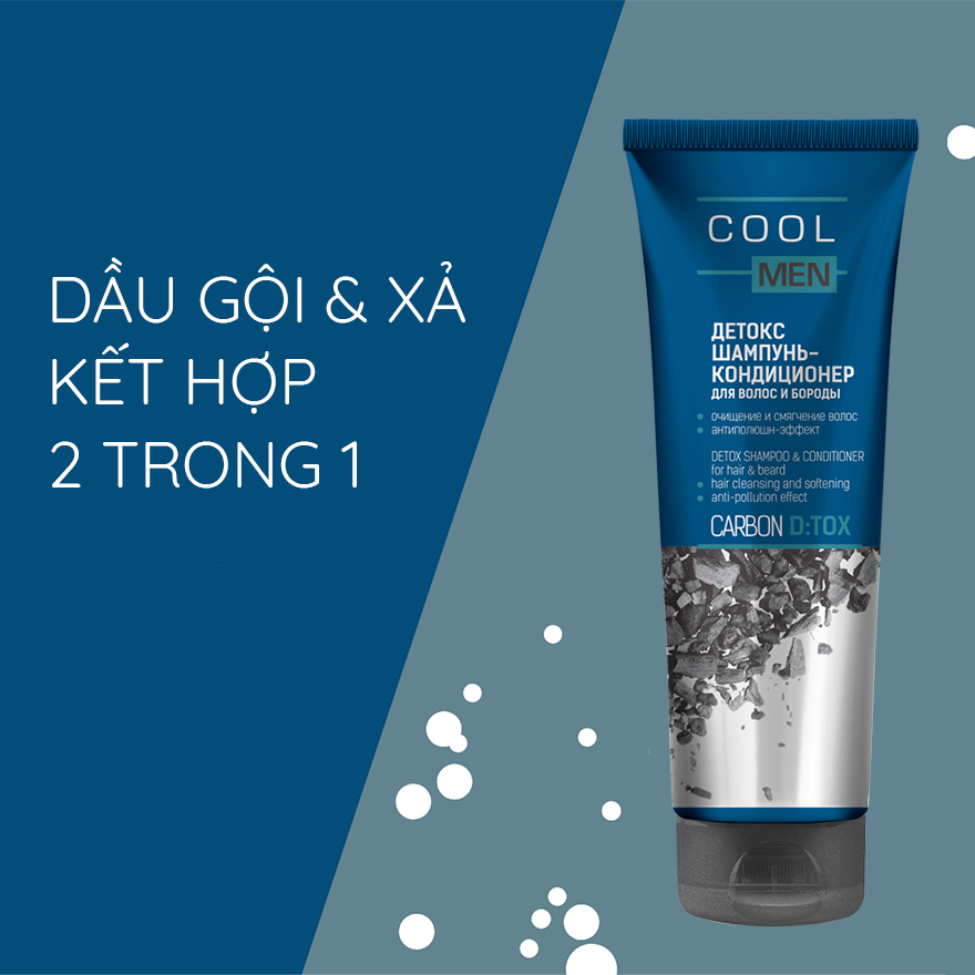 Gội xả 2in1 detox than tre hoạt tính Cool Men Detox Carbon 250ml