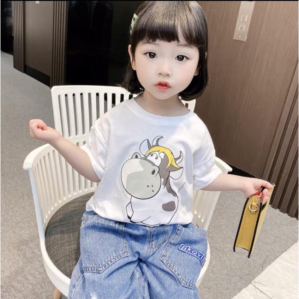 Áo thun bé gái Con Xinh cotton Chú bò Cute áo thun trẻ em từ 5 đến 14 tuổi