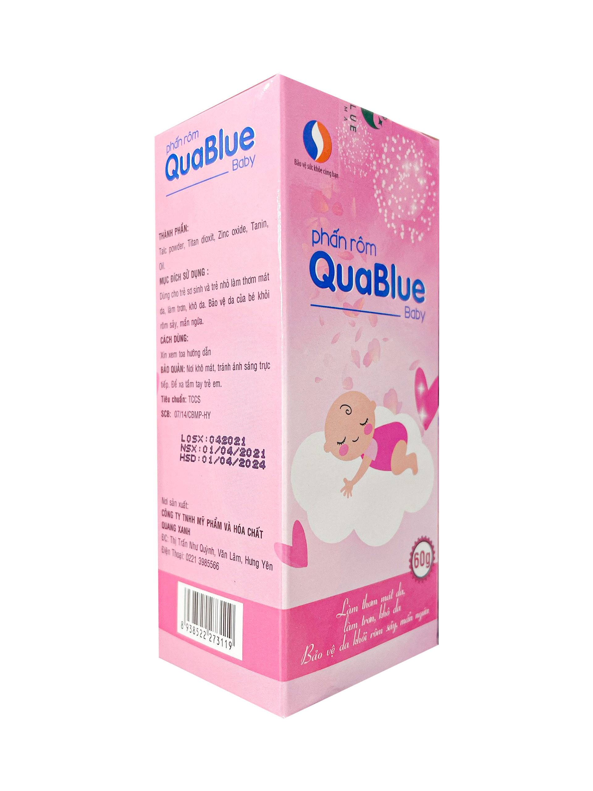 Phấn Rơm Dành Cho Bé Ngăn Ngừa Rôm Sảy Quablue Baby - Chai 60g