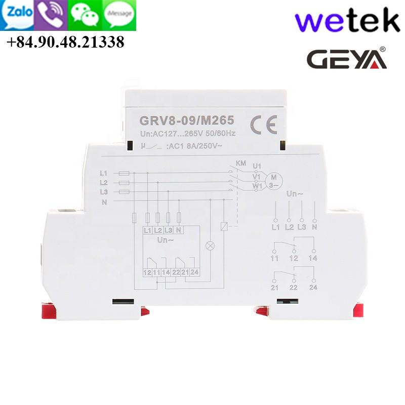 Wetek | Geya GRV8-09 Relay điện áp 3 pha, bảo vệ pha (thứ tự pha, mất pha, ngược pha), 36mm, DIN, 2xSPDT (8A)