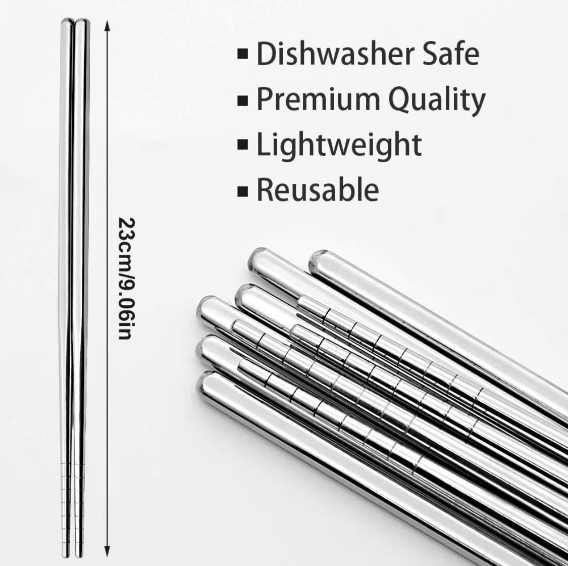Đũa Inox Imgcook Cao Cấp 304 Chống Trượt – Đũa Ăn Gia Đình An Toàn, Bền Đẹp, Dễ Vệ Sinh- Hàng Chính Hãng MINIIN