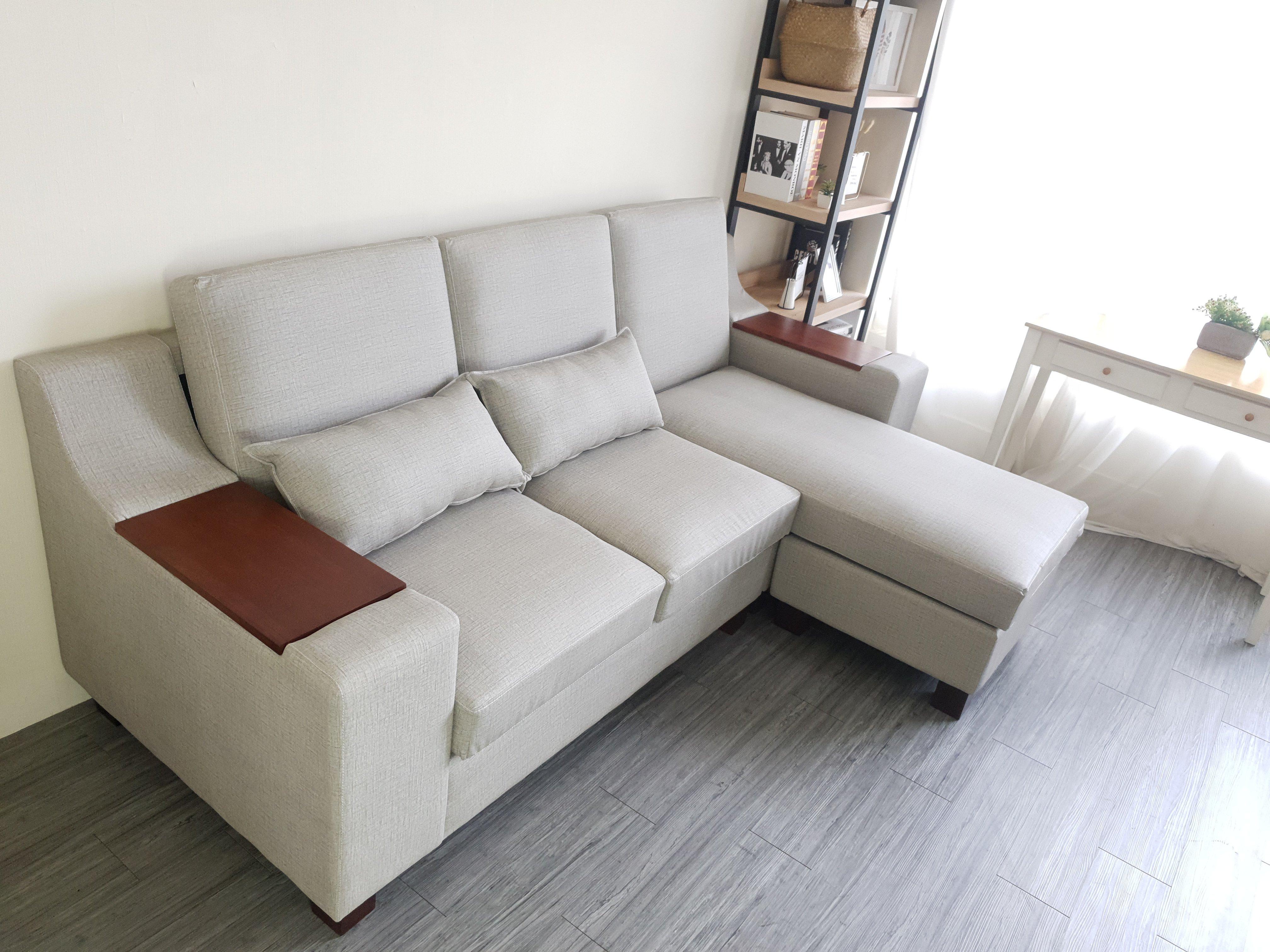 Sofa bed góc L Juno sofa màu xám, kem, xanh dương