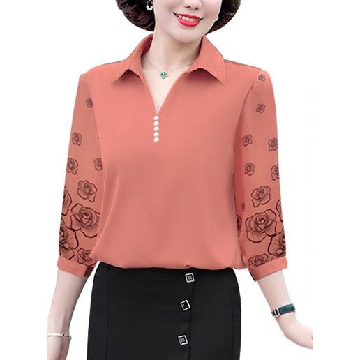 Áo Sơ Mi Kiểu Trung Niên Trẻ Trung Tay Lỡ Kèm Họa Tiết Có size lớn, Ao Trung Niên Thời Trang CHo MẸ