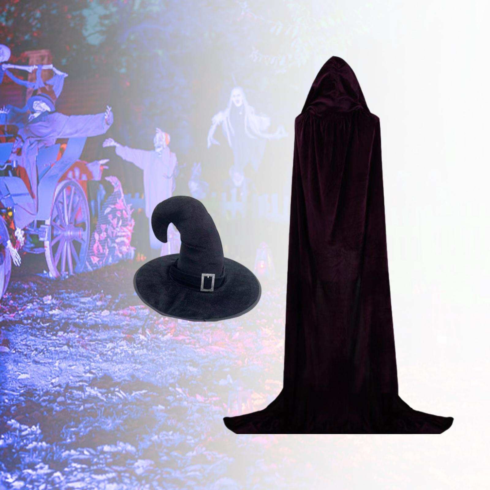 Halloween Witch Costume Set Apparel for Adults, Hooded Cape Photography Prop Outfits Cosplay Costume for Festivals, Carnival
