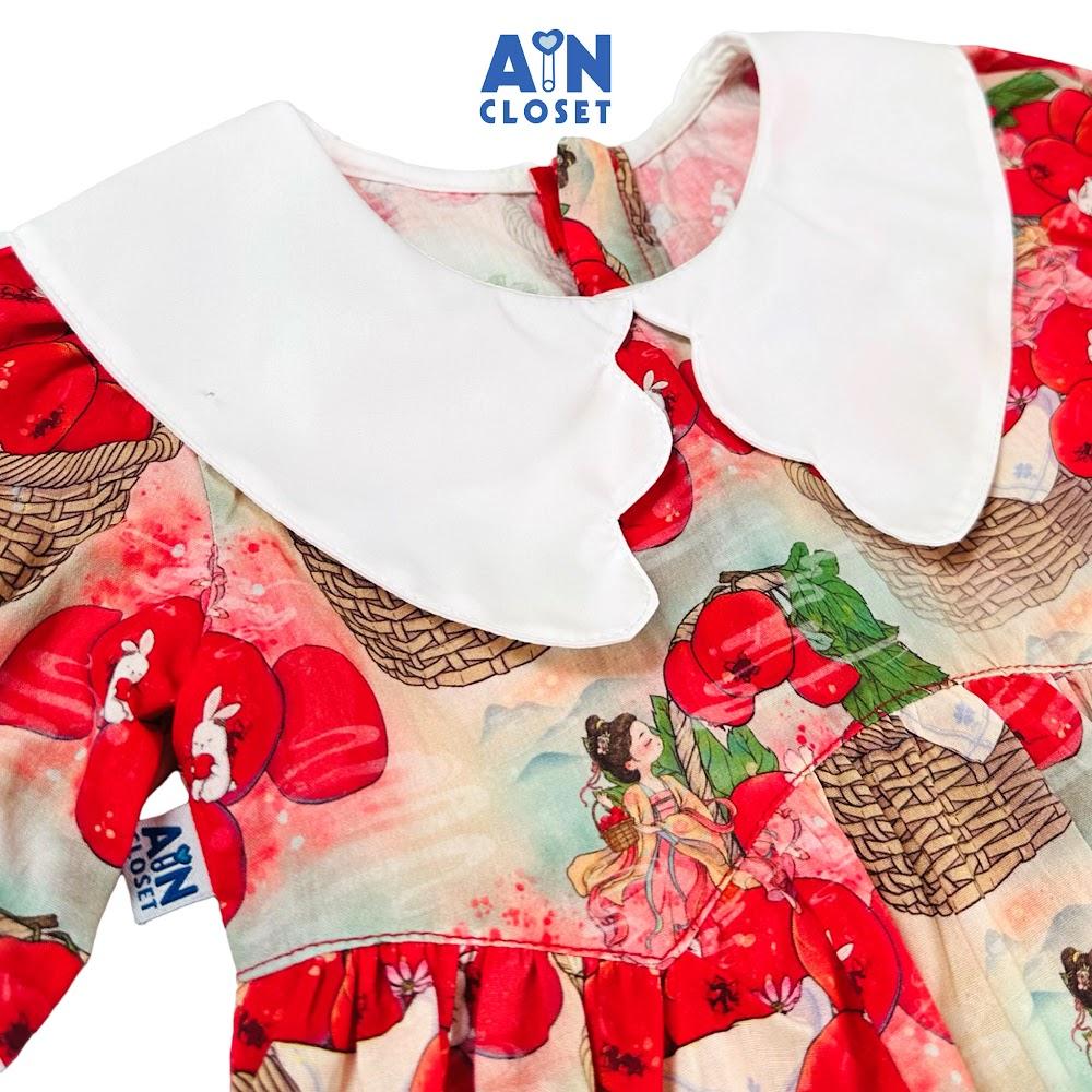 Đầm bé gái họa tiết Nàng Tiên Lựu Đỏ Cotton boi - AICDBGJ40MQC - AIN Closet