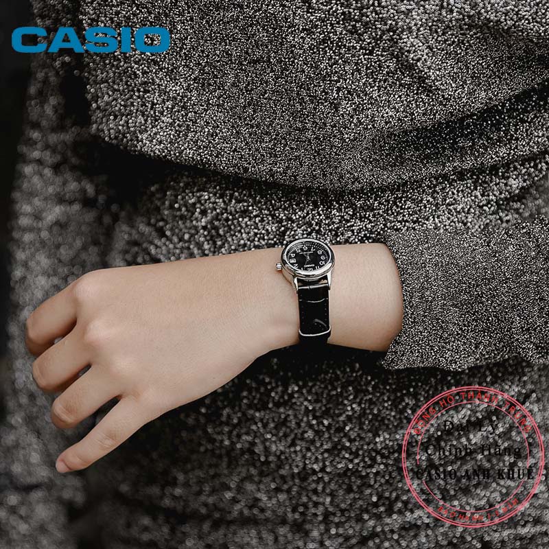 Đồng Hồ Nữ Casio LTP-V002L-1BUDF Dây Da Màu Đen - Mặt Số Có Lịch Ngày