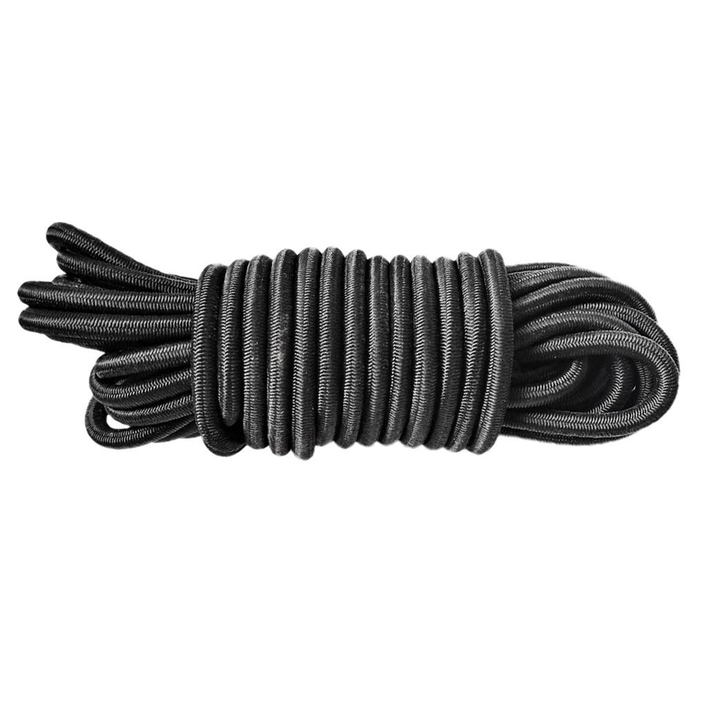 5mm x 5 Meters Black Elastic Bungee Rope Heavy Duty Shock Cord Tie Down Roof Racks Trailers Boats