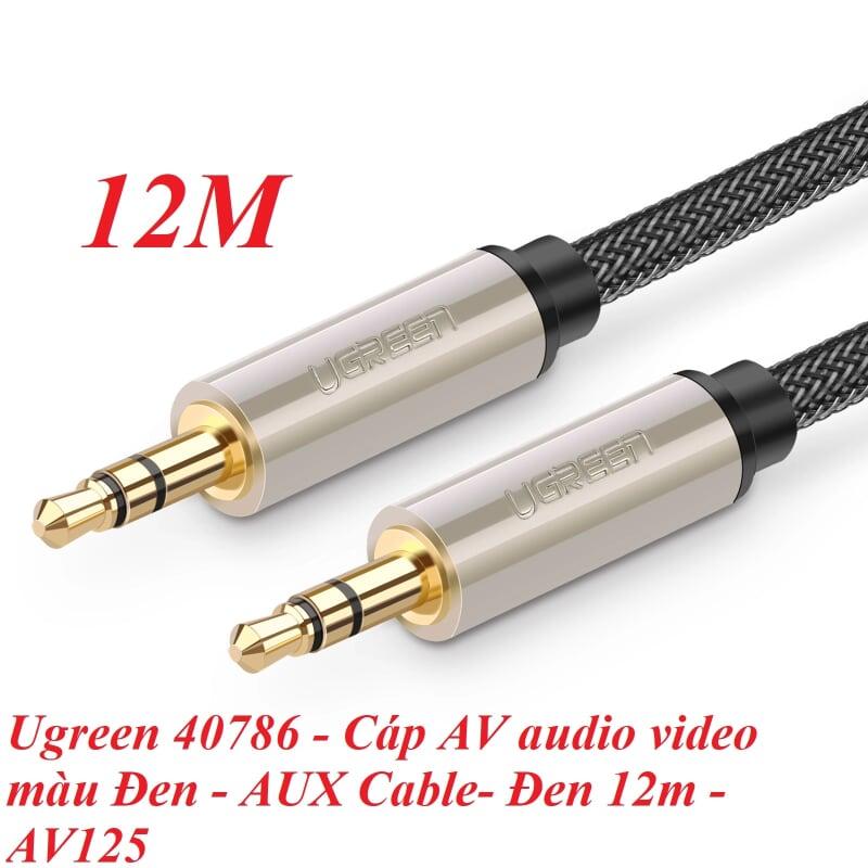 Ugreen UG40786AV125TK 12M màu Đen Cáp âm thanh 2 đầu 3.5mm dương đầu bọc kim loại cao cấp - HÀNG CHÍNH HÃNG