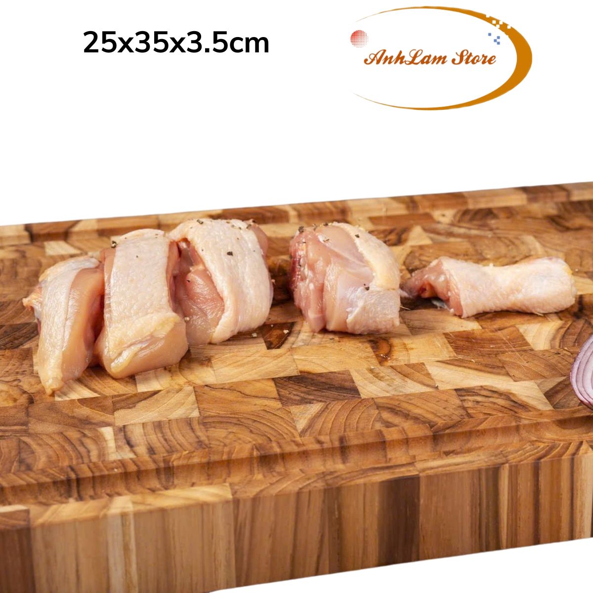 Thớt Gỗ Teak Bản Siêu Lớn Dày Cao Cấp 25x35x3.5 cm Không Mùn, Không Mọt Mối An Toàn Cho Sức Khỏe - Thớt gỗ Cứng Dày Có Rãnh Chống Tràn Đặc Biệt Dùng Làm Khay Phục Vụ Các Món Nướng BBQ