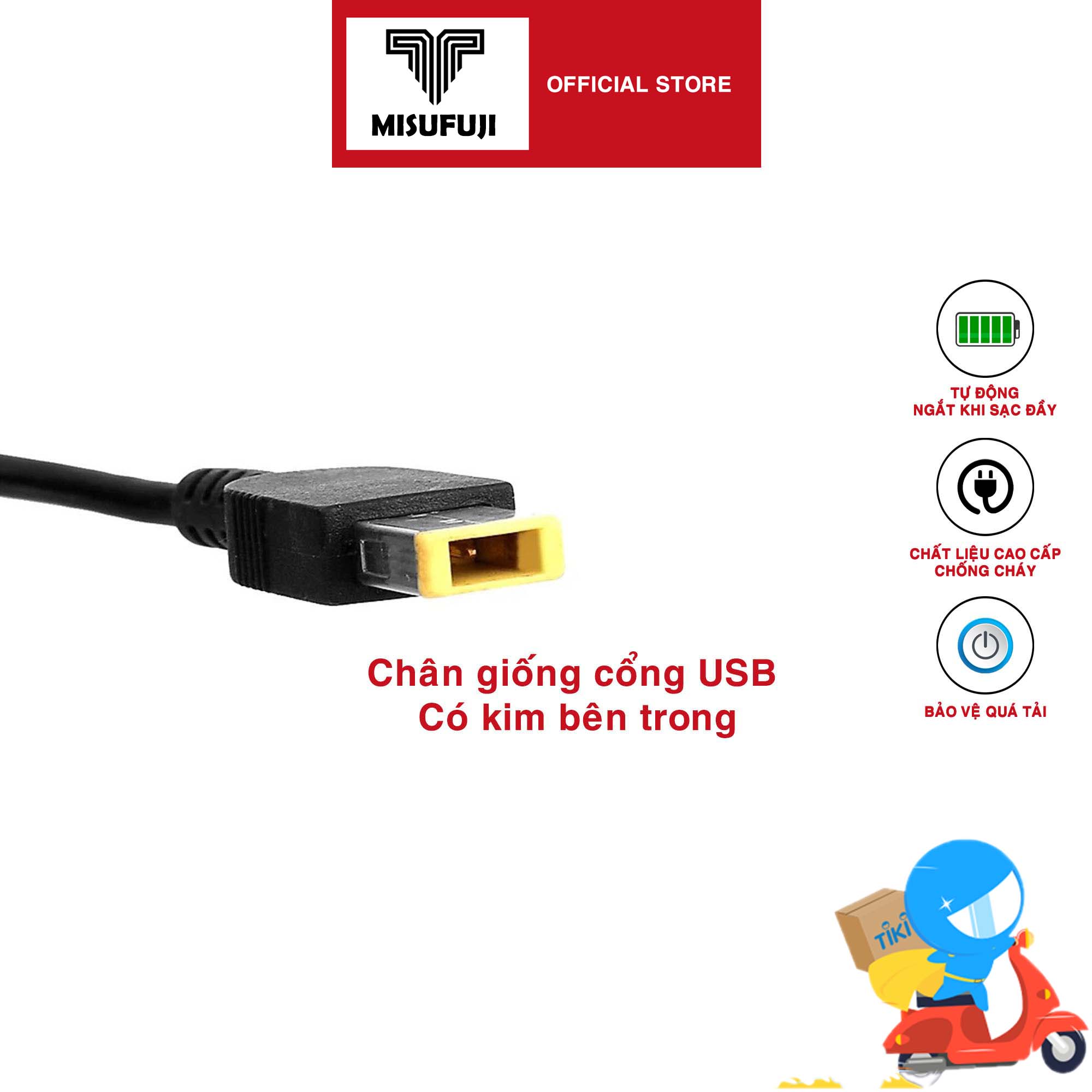 Sạc MISUFUJI dành cho Laptop Lenovo 3.25a - công suất 65w - Chân USB - Tặng kèm dây nguồn - Hàng Nhập Khẩu New Seal