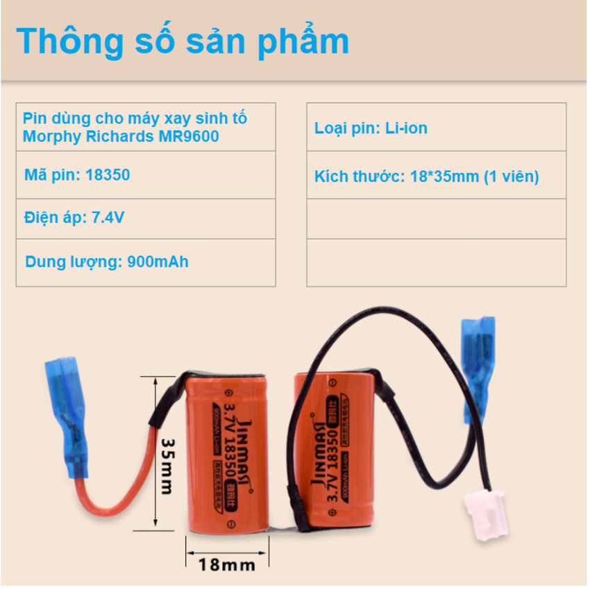 Pin Jinmasi dùng cho dòng máy xaysinhto MR MR9600 Li-ion 7.4V, 900mAh - JM9600 ( râu)