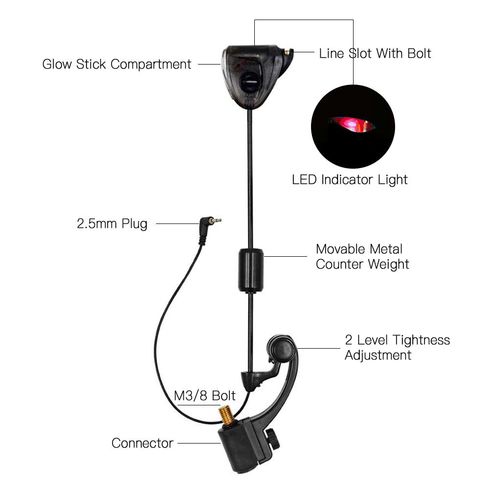Bộ Móc Câu Cá Còn Đèn Led Báo Hiệu Cá Cắn Câu