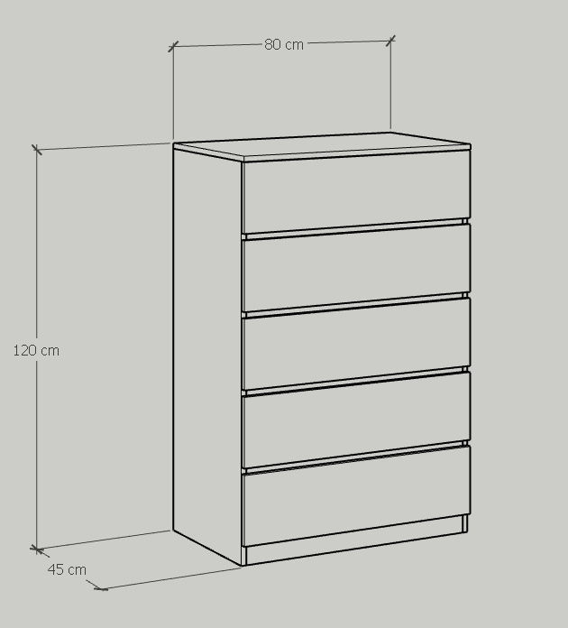 [Happy Home Furniture] OLA, Tủ đựng đồ 5 ngăn kéo, 80cm x 45cm x 120cm ( DxRxC), THK_092