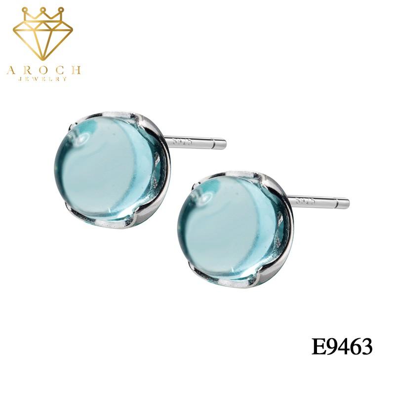 Khuyên tai bạc Ý s925 đá xanh ngọt ngào Hàn Quốc E9463 - AROCH Jewelry