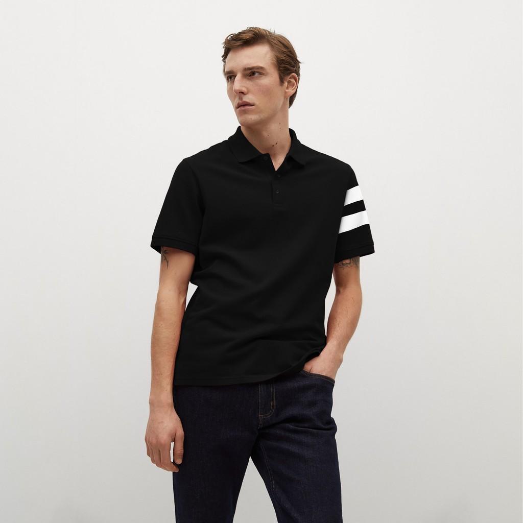 Hình ảnh Áo thun polo nam POLOSHIRT đen phối tay cổ bẻ tay ngắn lỡ PLS01 - Leo Vatino