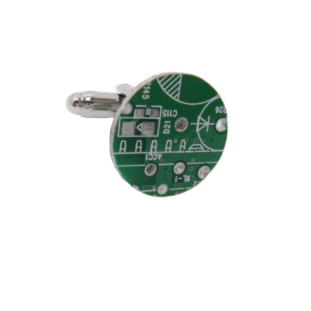 Novelty Retro Men Green PCB Cuff Link Round Circuit Board Design Cufflinks Party Jewelry Gift