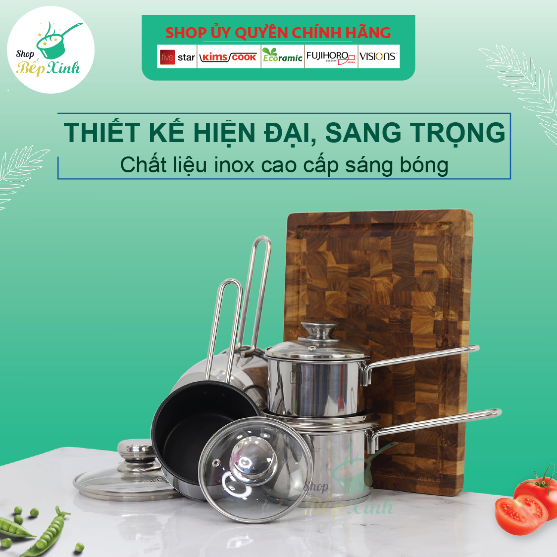 Quánh bột chống dính 3 đáy inox 430 Fivestar bếp từ nắp kính
