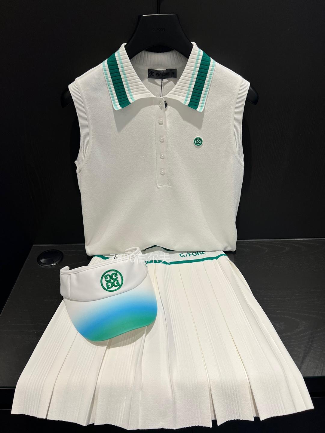 Quần áo golf phụ nữ 23 23 mùa hè ve áo không tay xu hướng áo sơ mi hàng đầu váy xếp li Color: coat Size: L