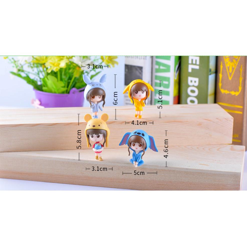 Combo 04 bé cute đội mũ gấu Pooh, Stitch, Totoro và Pikachu