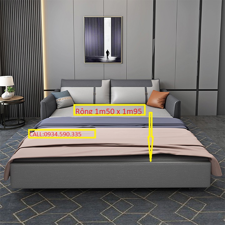 [Sale Sốc] Giường Sofa Thông Minh Gấp Gọn Tiết Kiệm Không Gian, Sofa Bed Vải Bọc Công Nghệ Nano Kháng Khuẩn Giá Rẻ - KT : 1M50 X 1M95