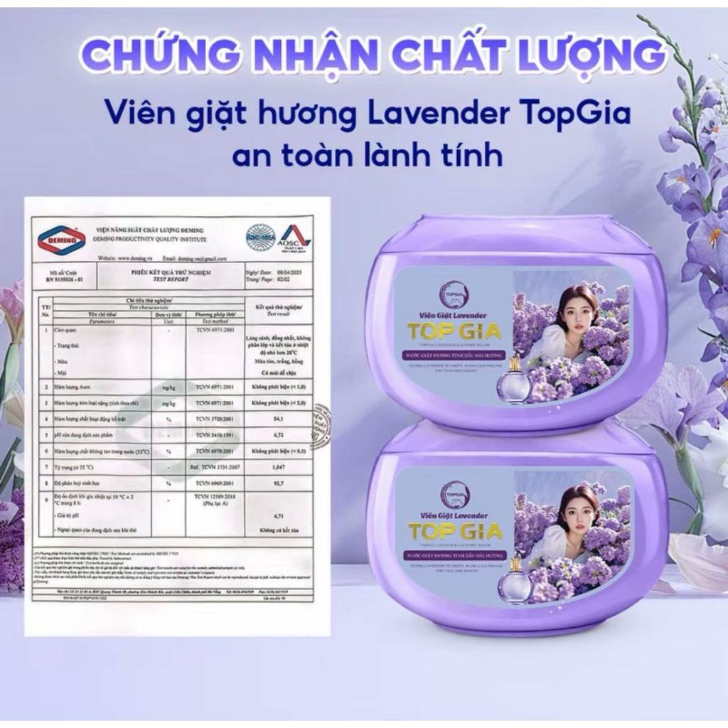 Viên giặt xả quần áo thơm lâu TopGia 3in1, hương hoa hồng và lavender,  giặt sạch, tiết kiệm - Hương lavender