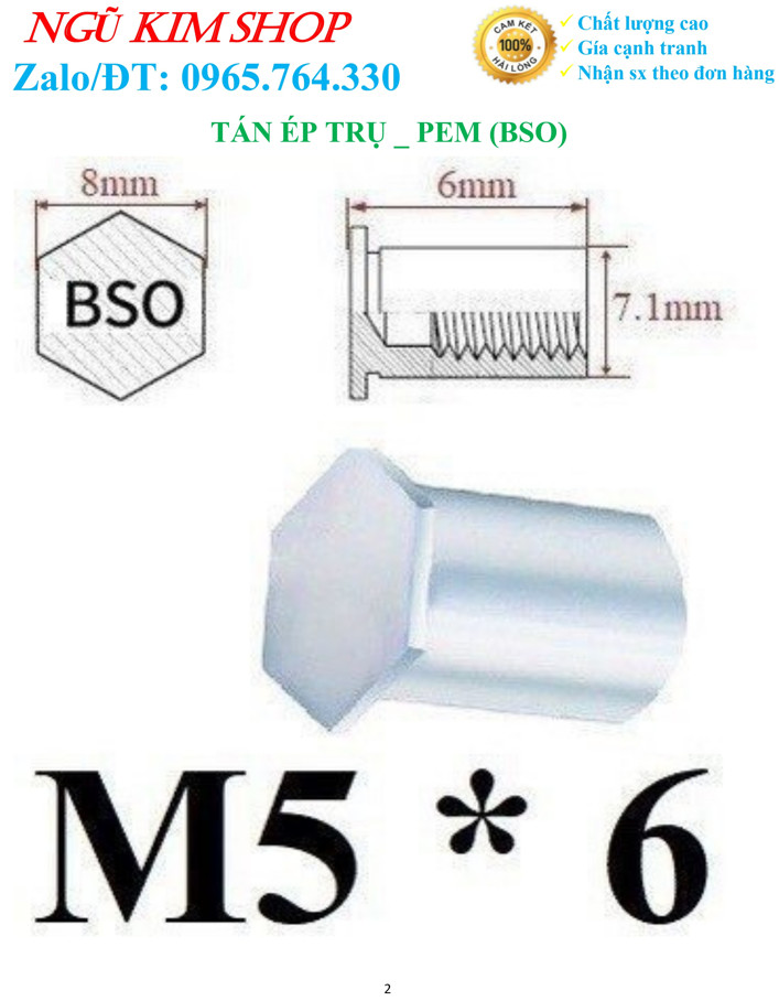 TÁN ÉP TRỤ _ PEM M5 x 6, M5 x 9