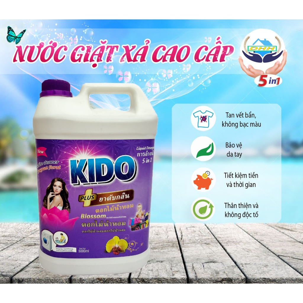 Nước Giặt Xả 5 in1 Thái lan (5 lít ) Sạch Nhanh Kido lít Lưu Hương Thơm Lâu