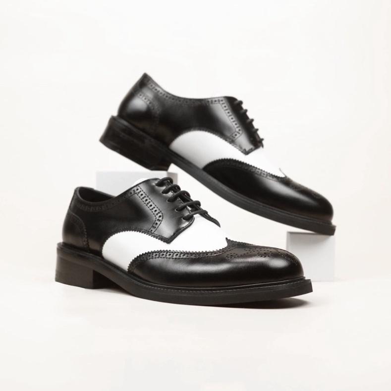 Giày Tây Nam DECEMBER Wingtip Derby Black White - DE01