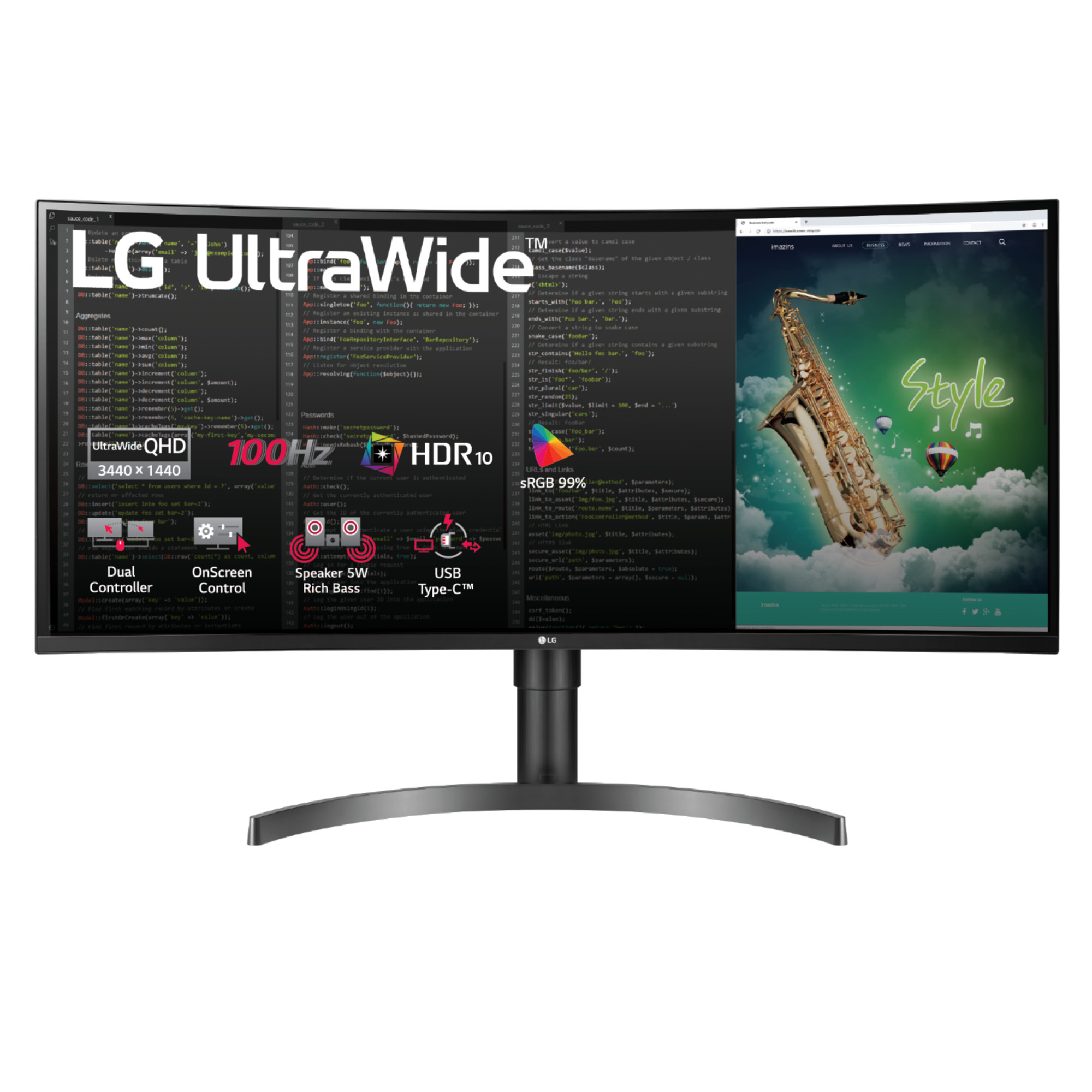 Màn Hình Cong Siêu Rộng Đa Tác Vụ LG 35WN75C-B 21:9 UltraWide QHD (3440 x 1440) 5ms 100Hz VA MaxxAudio (7W) AMD FreeSync - Hàng Chính Hãng