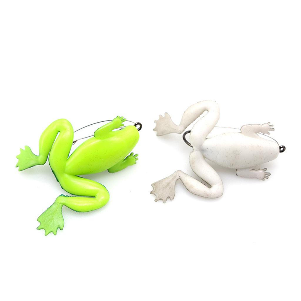 5pcs Frog Fishing Lures Soft Topwater Frog Crankbait with Hook Green