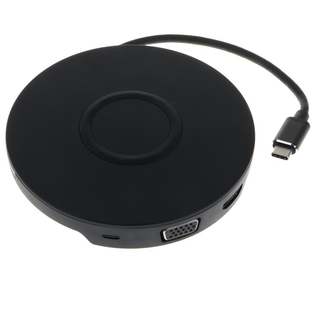 2 in 1 Type-C to Micro USB/HDMI/VGA HUB Dock +5W Wireless Charger