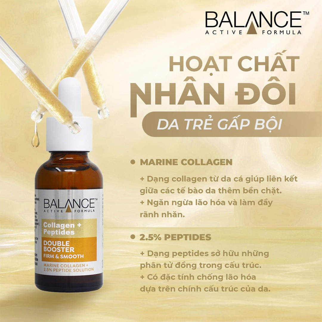 Tinh Chất Balance Active Formula Collagen + Peptides Double Booster serum 30ml