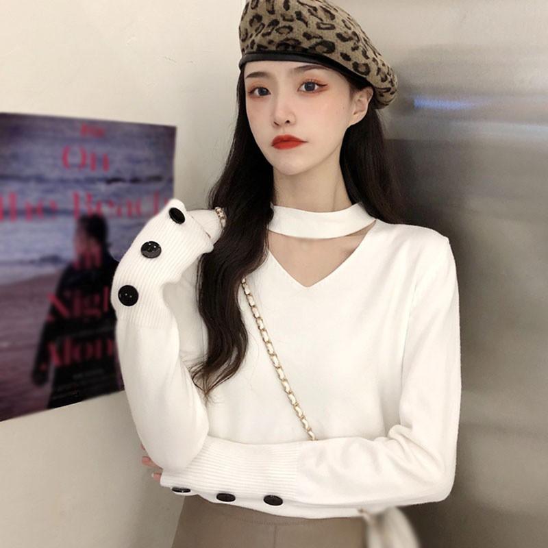 Áo Len Tay Dài Cổ Chữ V Form Rộng Phong Cách Retro