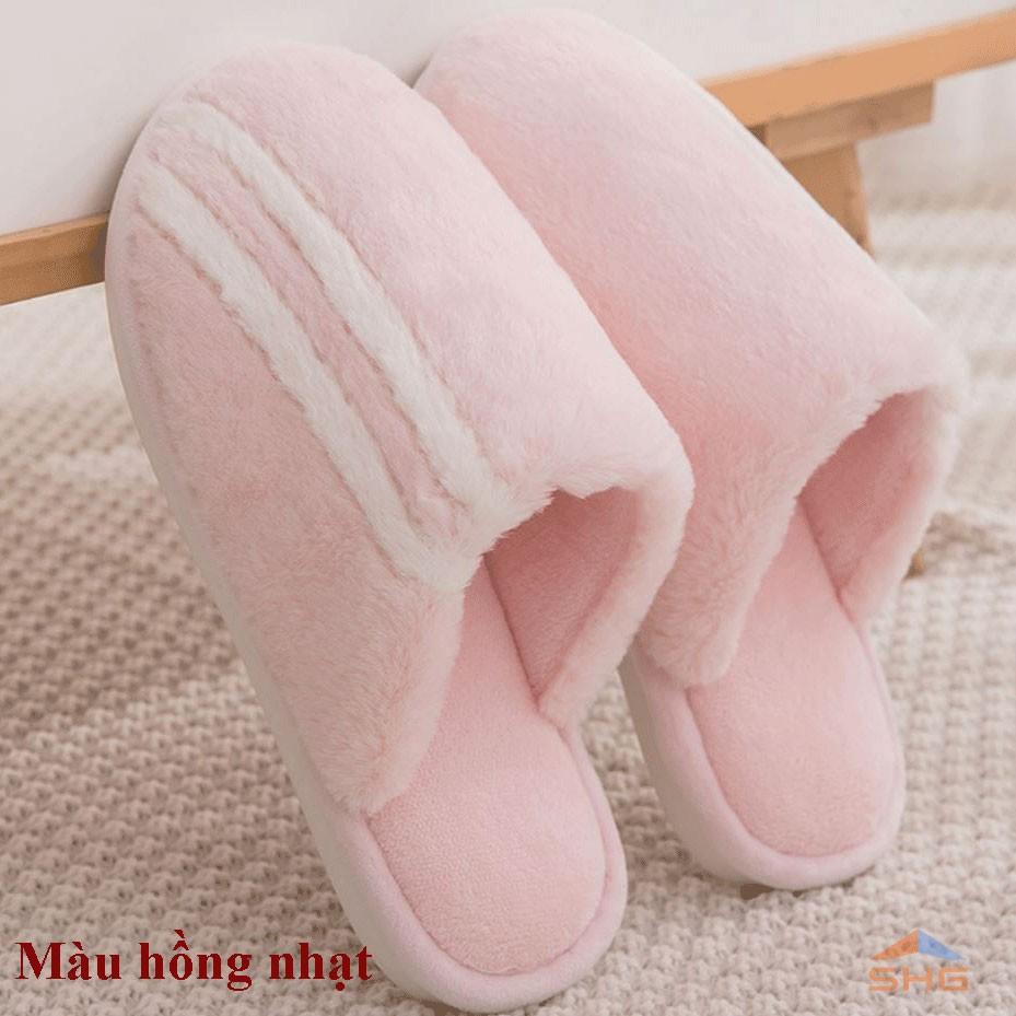 ( 2 SỌC ĐỨNG SIÊU XINH) DÉP BÔNG, DÉP LÔNG, DÉP TRONG NHÀ, DÉP ĐI TRONG NHÀ NỮ NAM MÙA ĐÔNG QUAI NGANG CUTE ĐẾ CAO SU