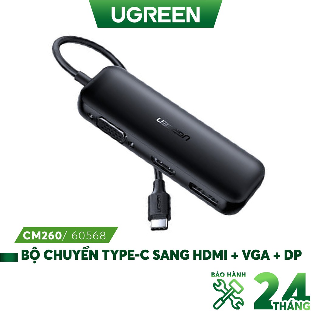 Thiết bị Hub chuyển đổi USB Type-C sang DP/HDMI/VGA 3 in 1 UGREEN 60568 - Hàng nhập khẩu chính hãng