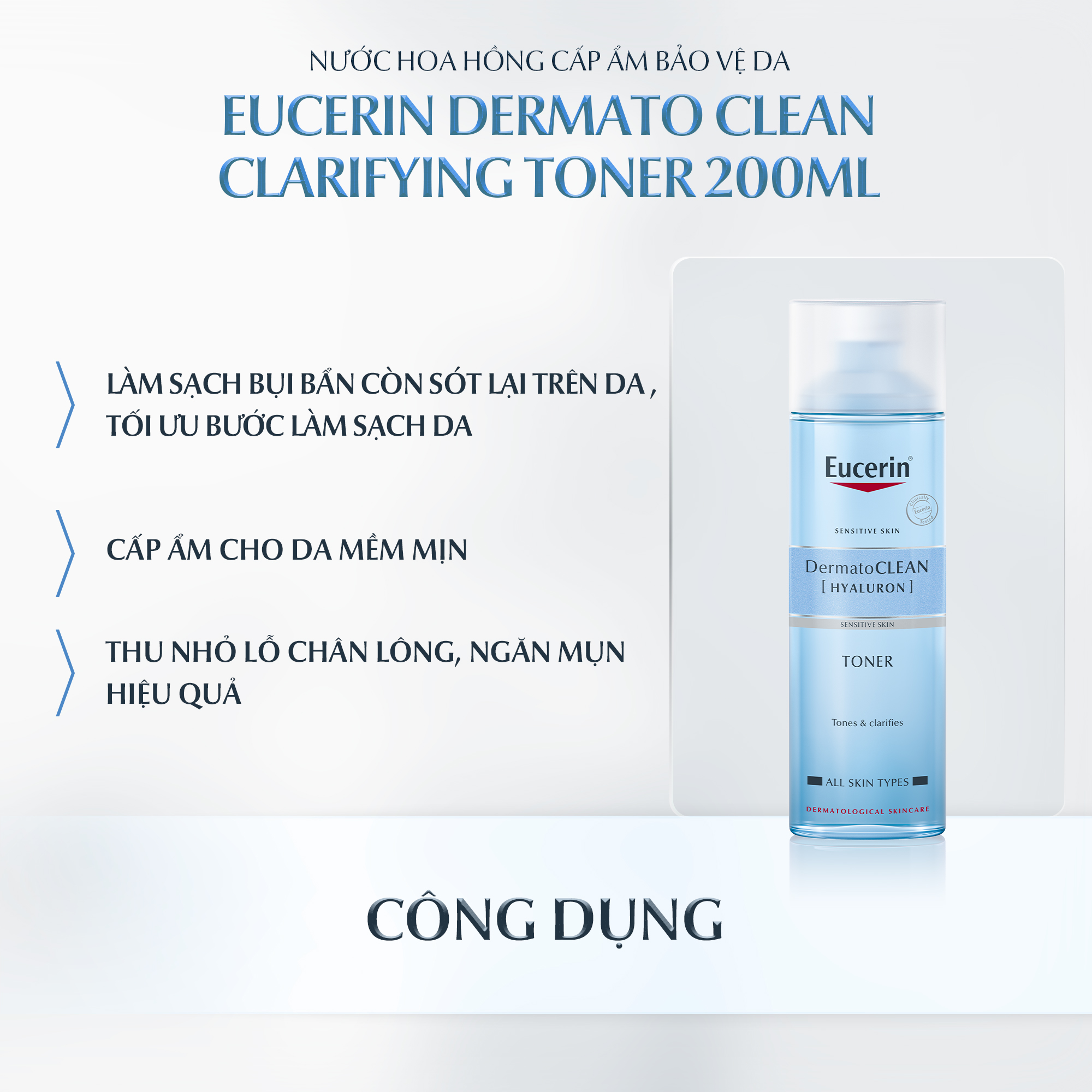 Nước cân bằng cho da nhạy cảm Eucerin Dermato Clean Toner 200ml