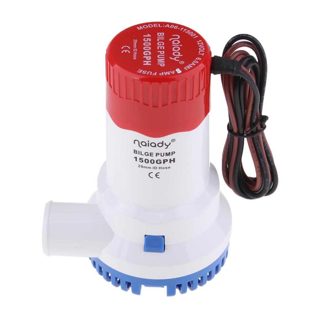 12V 1500GPH SUBMERSIBLE BILGE PUMP - Boat/Marine Water Pump 1-1/8'' Outlet