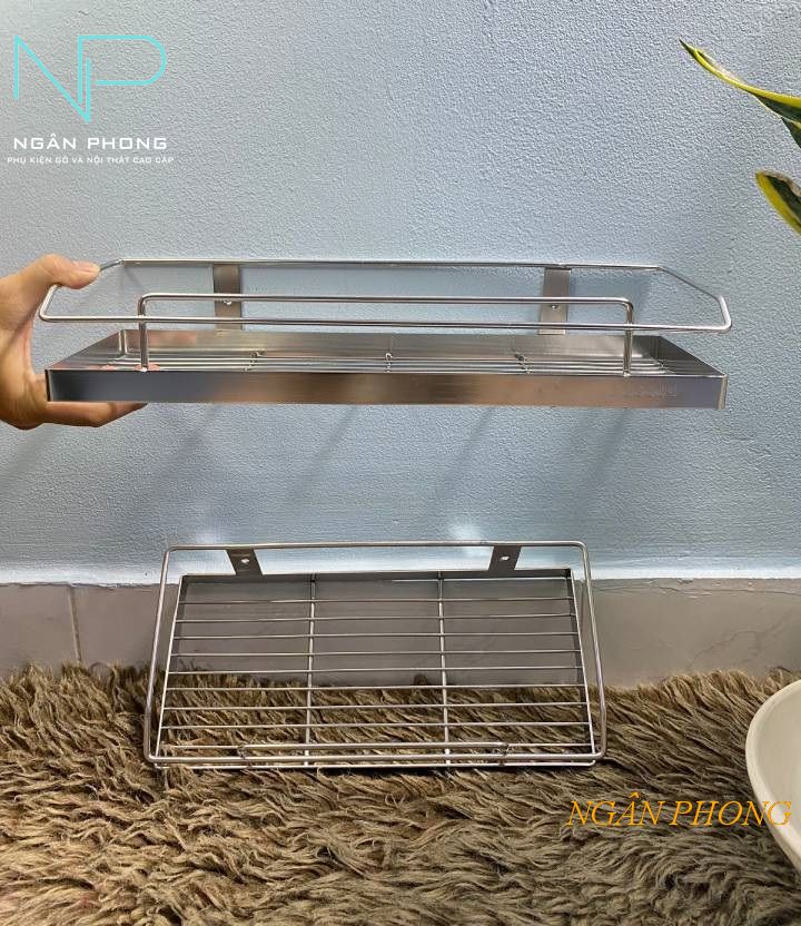 KỆ ĐỰNG GIA VỊ TREO TƯỜNG 1 TẦNG INOX 304