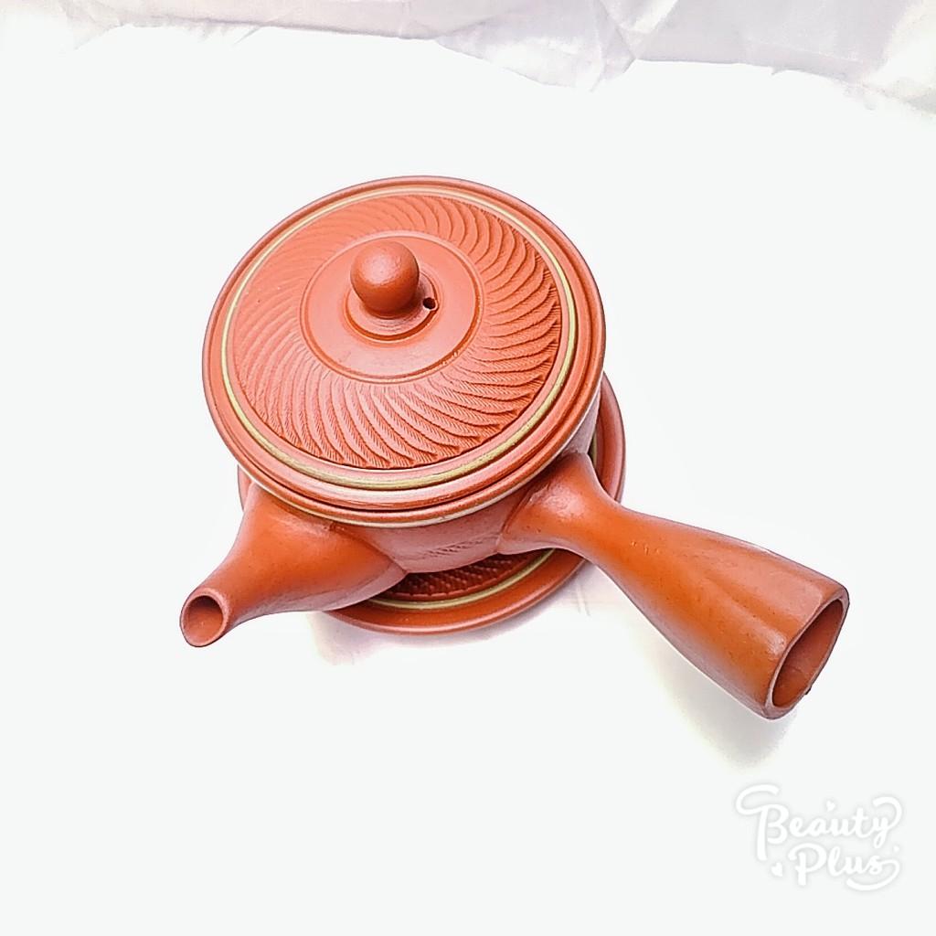 Bộ ấm chén gốm tử sa có tay cầm S4, gốm sứ Bát Tràng