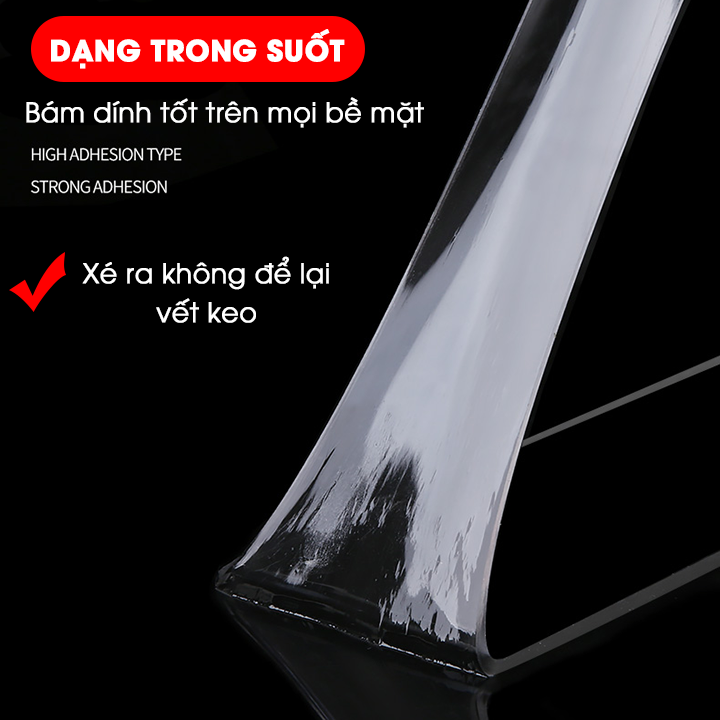 Băng Dính Keo NANO 2 Mặt Siêu Bám Dính Trong Suốt Dày 1mm Dài 3 mét Rộng 3cm Đa Năng Dính Chắc Trên Mọi Chất Liệu