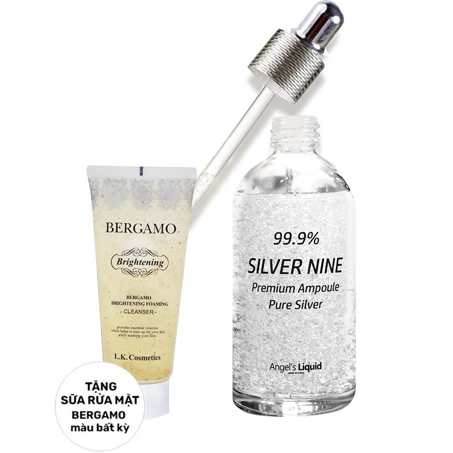 Tinh Chất Tái Tạo Da Sáng Mịn, Ngừa Lão Hóa Tinh Chất Bạc Angel's Liquid 99.9% Silver Nine Premium Ampoule 100ml (Tặng Kèm Sữa Rửa Mặt Bergamo 150ml Bất Kì)