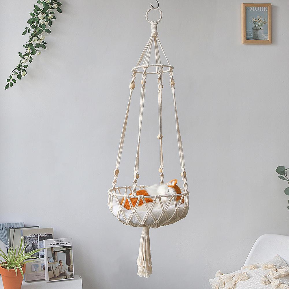 Lớn Macrame Mèo Võng, macrame Treo Xoay Chó Mèo Giường Rổ Nhà Mèo Cưng Phụ Kiện Cho Chó Mèo Nhà Của Con Chó Con Giường Tặng