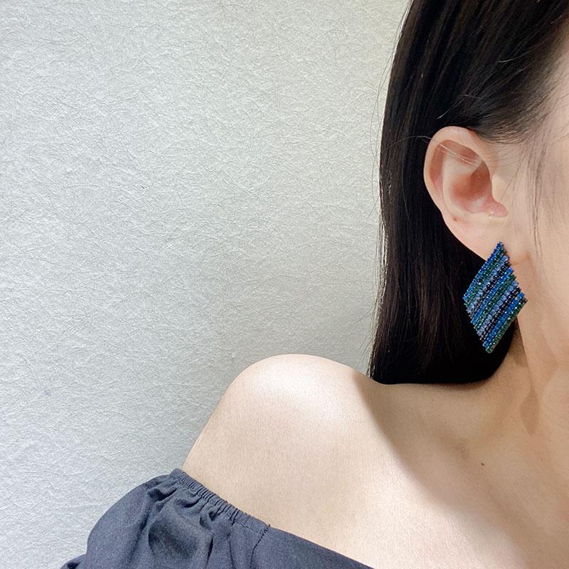 Bông Tai Dài Bạc S925 MS Jewelry Đính Đá CZ Xanh Da Trời