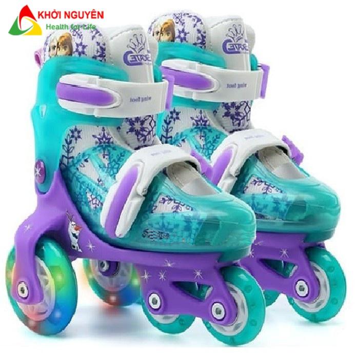 Giày patin trẻ em 2-5 tuổi LEYA có 3 hàng bánh đi được luôn, tặng kèm bảo hộ chân tay, bánh có đèn led, quà tặng năm mới