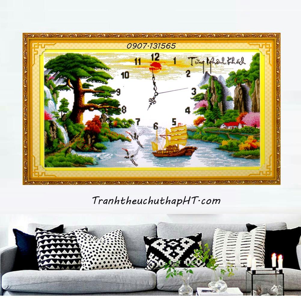 Tranh thêu chữ thập tùng nghênh khách 222726 - tự thêu