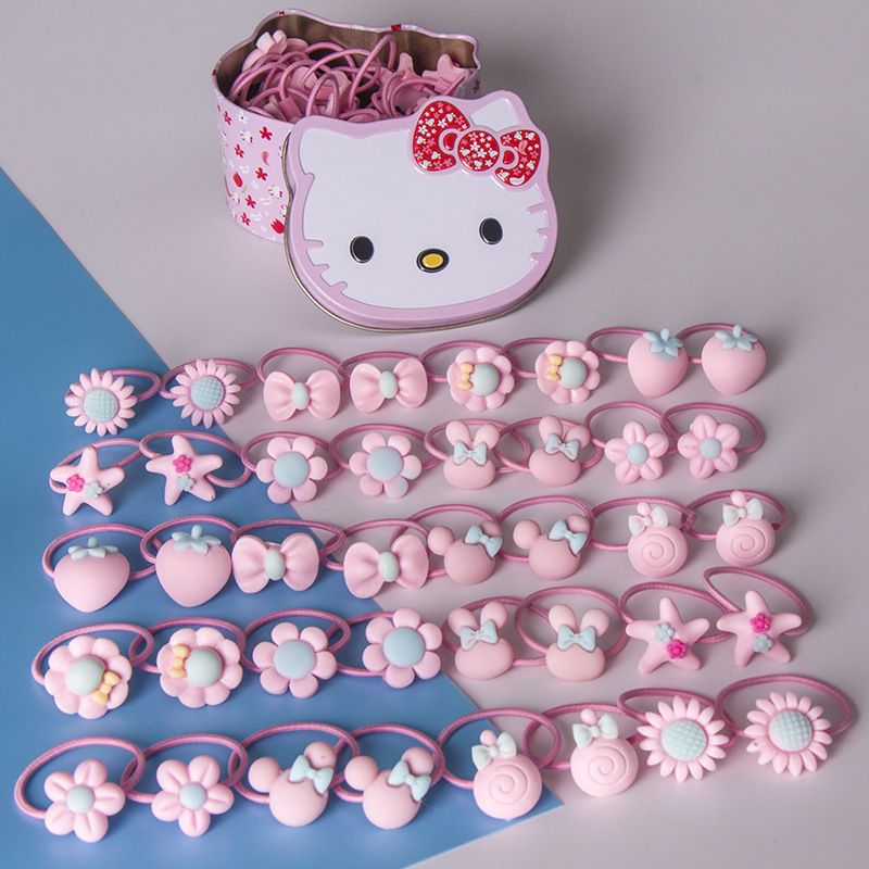 Hộp 40 Dây Cột Tóc Hello Kitty Cho Bé